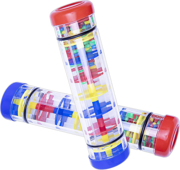 2 Pack 8 Inch Rain Sticks for Kids, Sensory Toys for Toddlers 1-3, Rainmaker Wobble Toys for Babies