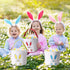 12 Set Domensi Pcs Easter Basket for Kids Canvas Easter Baskets with Handles and Plush Bunny Ear Headbands, Reusable