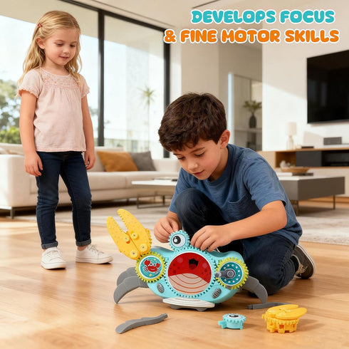 Set Tummy 3-5, 1 2 3 0-36 Crawling Crab Gear Toy - Time Musical Crab Toys Stacking & Building Blocks Educational STEM