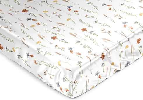 Sweet Jojo Designs Boho Floral Garden Flower Girl Baby Satin Fitted Crib