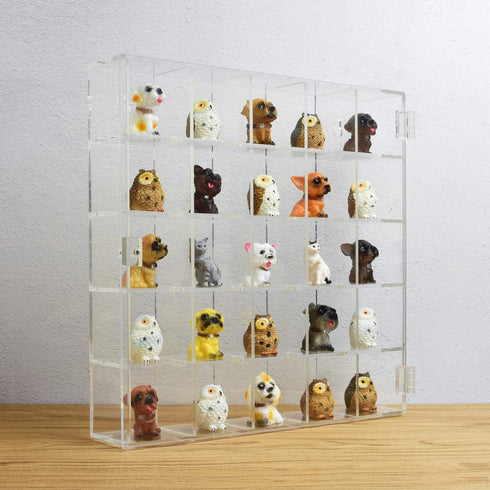 Ikee Design Acrylic Collection Display Case with 25 Compartments and Magnets Door, Wall-mounted Organizer for Small