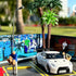 Hotwheels Display Case 1/64, Scenic Diorama Car Park with LED Lights, Model Display Case for 5 Parking Spaces