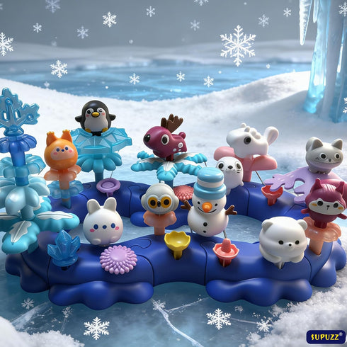 3-5+, 79 Set 10 (ICY-World-L2 ICY World Building Toys for Girls & Boys Age PCs Large Block Arctic Animals with Figures