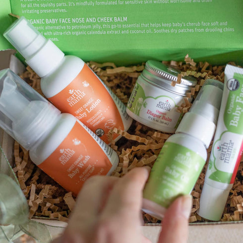 Earth Mama Set 5 A Little Something for Baby Gift Box |Safe Skin Care Newborn Essentials for Baby Shower- Diaper Balm
