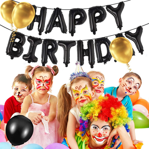 Happy Birthday Balloon Banner Party Kit, 16 Inch 3D Aluminum Foil Inflatable Letter Balloons for Birthday Decorations