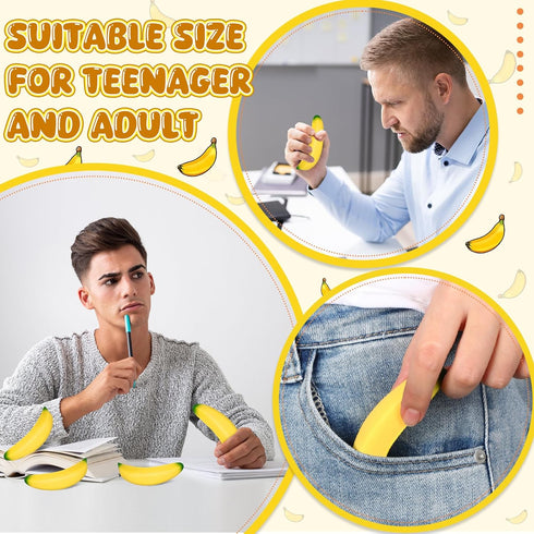 100 Adults(3.94 Inches) Jerify Pcs Banana Stress Toys Stretchy Banana Fidget Toys Realistic Stretchy Pu Foam Party