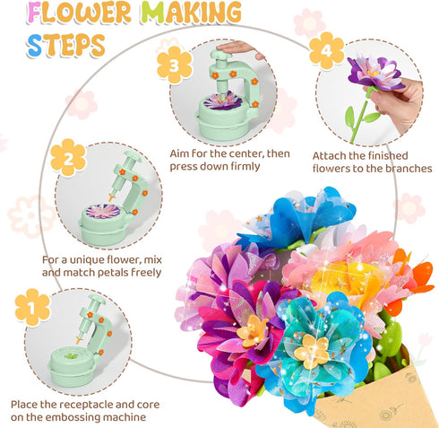 3+ Fabric Flower Bouquets Toys,DIY Craft Kits for Kids,Arts and Crafts Toy for Year Old Girls,Flowers Market Toy,Build