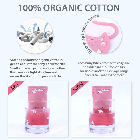 Set 8 Organic Cotton Baby Drool Bibs - Bandana Teething Bibs for Baby - Bandana Drool Bibs - Ultra Soft, No Scratch