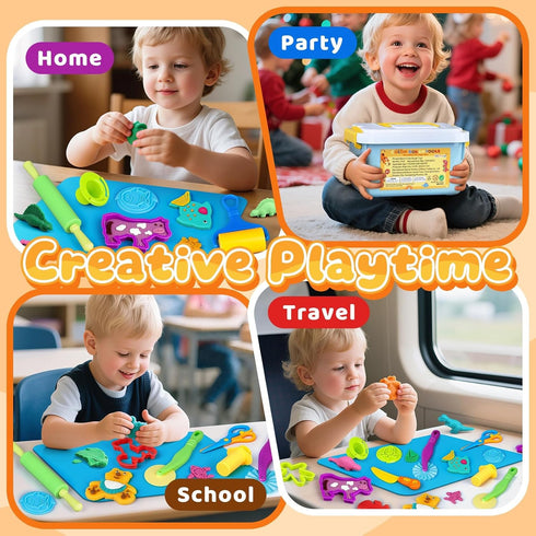 Sets 37pcs 3D VConejo Dough Tools Play for Kids, Clay and Dough Accessories with Storage Container, Mat, Cutters