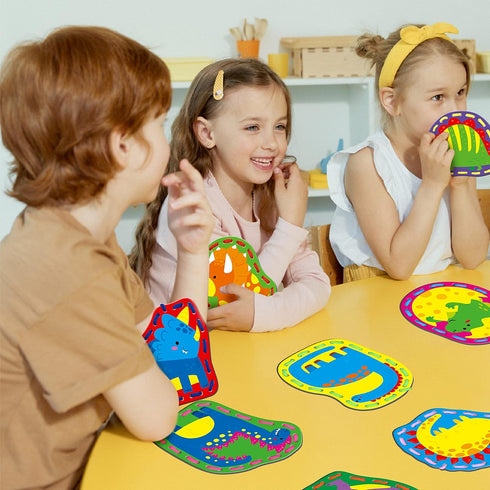 9 Pieces Kids Lacing Cards, Double Sided Sewing Cards with 9 Dinosaurs and Colorful Laces, Educational Activity