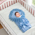 Elegant Blue Knitted Baby Swaddle Blanket with Lace and Bow - Perfect for Newborns