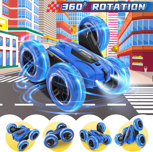 360 4WD 2.4GHz 5-7 8-13, 4 5 6 7 8 9 10+ A ALPHA Remote Control Car, RC Stunt Car Double-Sided Rotating Kids Toys