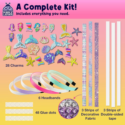 5 4-8, 4-6, 6 7 8 9 10 PURPLE LADYBUG Mermaid Headbands for Girls - Great Year Old Girl Gifts, Creative Crafts for Kids