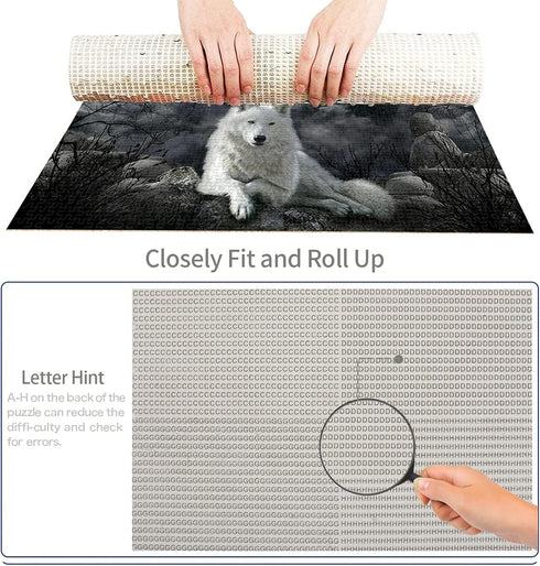 "Jigsaw Puzzle 1000 Piece Crow and White Wolf - Adult Puzzle Kids Puzzle Wooden Toy DIY Kit Home Decor"