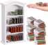 36 Pcs 1:12 Scale Miniatures Dollhouse Books and 1 White Wooden Bookcase,4
