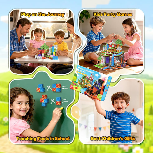 Windidi 150PCS 6 3-5 4-8 8-12, Magnetic Building Blocks - Big Magnetic Base Building STEM Toys, Magnet Cube Game