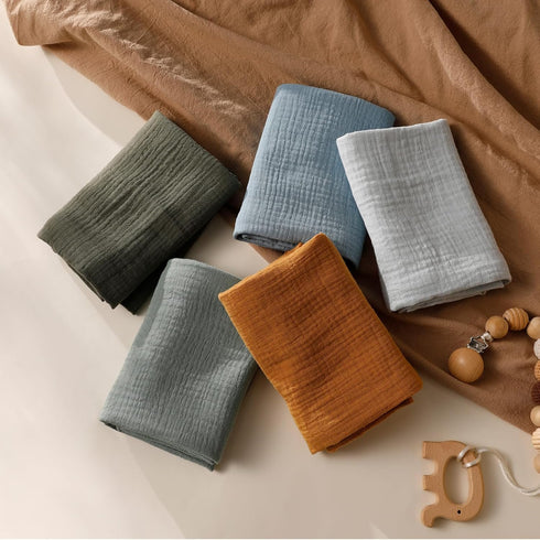Muslin Swaddle Blankets - Neutral Burp Cloths Receiving Blanket, 5 Pack for Newborn Boys and Girls