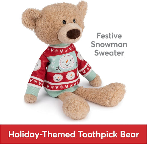 GUND Toothpick with Holiday Sweater, Classic Teddy Bear Stuffed Animal for Ages 1 and Up, Beige/Red/White, 15”