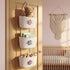 3 2 Tier Cotton Rope Hanging Wall Basket, Cute Flower Decor Wall Mounted Storage Organizer for Nursery, Bathroom