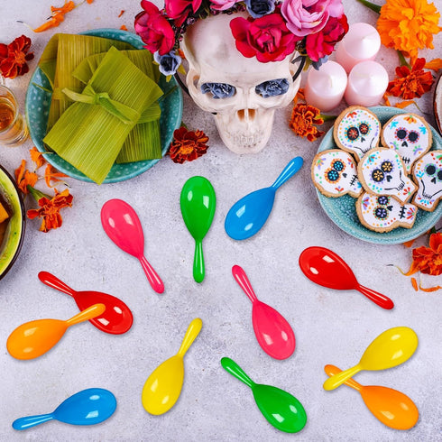 OuMuaMua 12pcs Mini Maracas for Kids, Plastic Maraca Shakers for Fiesta Party Favors, Music Party Supplies