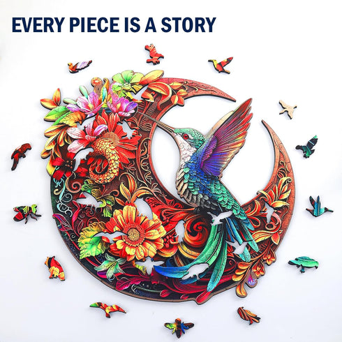 Hummingbird 200 11.4" 11.4", Unique Wooden Puzzles for Adults, Puzzle Pieces x Animal Shaped Wood Puzzles Adult, Wooden