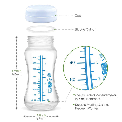 Maymom Wide-Mouth Milk Storage Collection Bottle with Travel Cap and Sealing Ring; Replacement for Spectra S1 S2 Avent