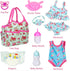 UNICORN ELEMENT 8 Pcs Baby Doll Clothes and Accessories, Feeding and Caring Set with Diaper Bag, Best Gift for Kids