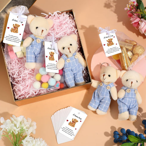 20 Sets Miniature Bear with Clothes, 4.7 Inch Stuffed Plush Bear Decorations, Baby Shower Doll Favors, Blue