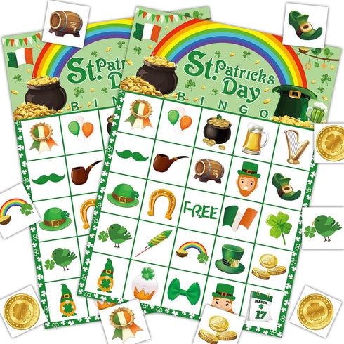 St Patricks Day Bingo - MISS FANTASY Games for Kids, 24 Players, St Patricks Day Party Activity