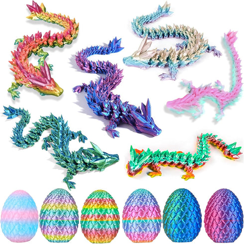 HTXJ-MF 6PCS 3D Printed Dragon Eggs with Dragon Inside, Easter Basket Stuffers Mini