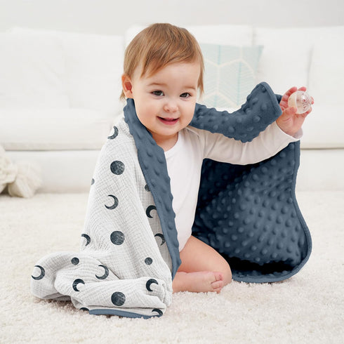 2 Pack 30x40in, Susurration Baby Blanket for Unisex Boys Girls, Soft Fluffy Crib Blankets with Muslin Cotton Front