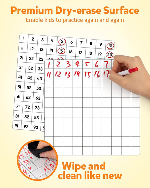 Coogam Wooden Math Hundred Board - Educational Toys for Preschool 3-5 Year Old Boys and Girls