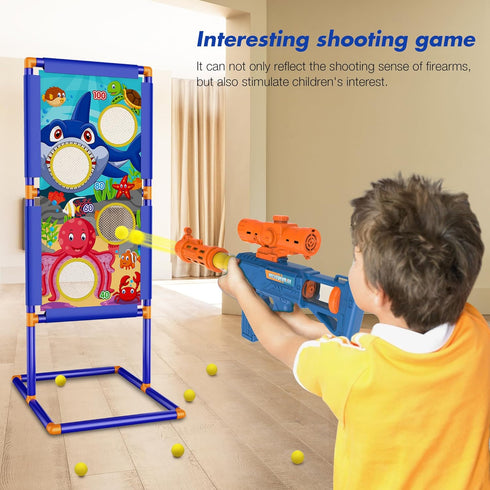 KKONES Kids Bow and Arrow Set, 2 in 1 Shooting Game Toy with LED Light Up Archery Toy Set, Bow & Air Gun, Foam Balls,