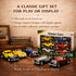 6 Pack Pullback (1:32 - Diecast Cars Antique Classic American Vehicles with Action and Openable Doors, Collectible