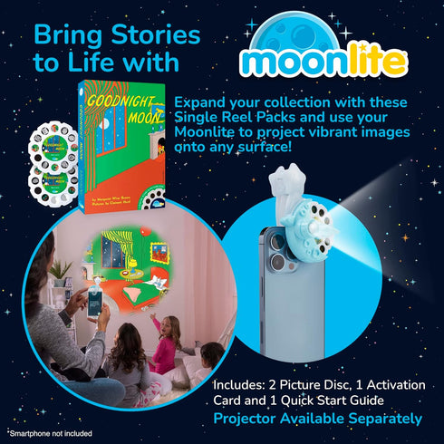 Moonlite Storybook Reels for Flashlight Projector, Kids Toddler, Goodnight Moon Story Reel Pack for 12 Months and Up