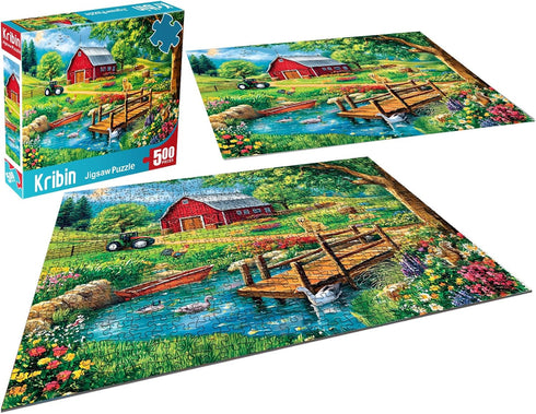 500-Piece Serene Spring Farm Jigsaw Puzzle for Adults