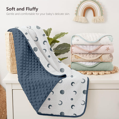 2 Pack 30x40in, Susurration Baby Blanket for Unisex Boys Girls, Soft Fluffy Crib Blankets with Muslin Cotton Front