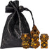 Metal UFO Dice Set: 7 Die Metal Polyhedral Dice for DND Role Playing Games with Skull Bag (Ancient Gold)