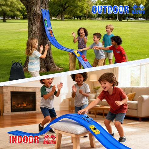 Yunzuiyue 20 4 Set,Kids Ft Flexible Race Track Toys, Flex Race Car Ramp Track with Race Cars & Suction Cups Rolls Up