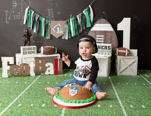 UOAOU 1st 1st/First Football High Chair Banner - Football Birthday Party Decorations,First Year Down Themed First