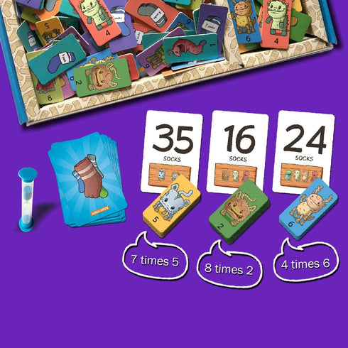 6-10 1 Monster Sock Factory Multiplication and Division Game - Fun Math Board Game for Year Olds, Easy to Play STEM Toy