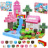 Goody King Magnetic Blocks | 100PCS Magnet Building Cube Game for Kids Age 3-10, Pink Castle Magnet World Set, STEM