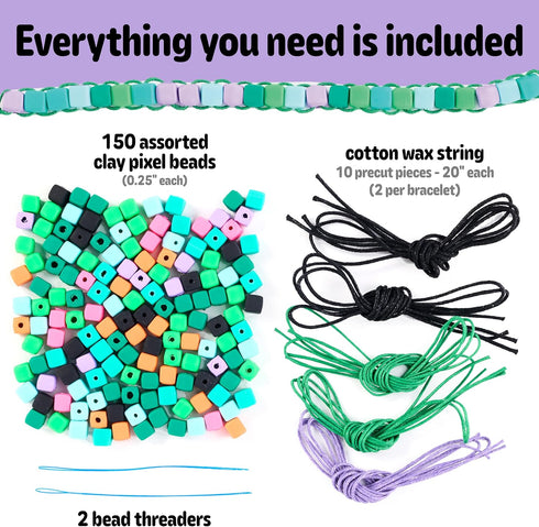 5 6+) Creativity for Kids Woven Cube Bracelets Mini Kit | Make Pixel-Inspired Bracelets with This STEAM Craft for Kids