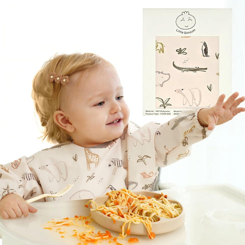 Mess-Free Baby Feeding Smock with Long Sleeves | Waterproof Bib for Infants and Toddlers
