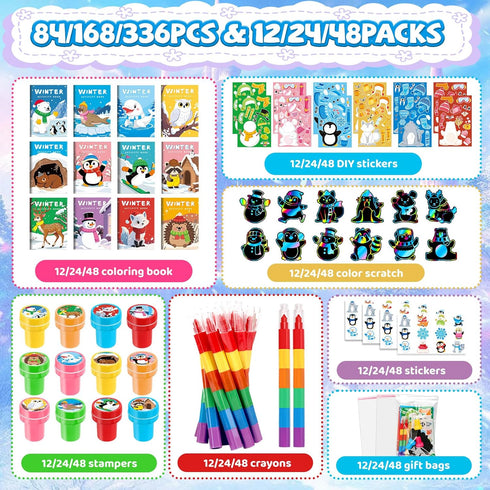 Set Frozen (24Set BenLouis Winter Party Favors Holiday Themed Coloring Book Classroom Gift Prizes Bulk for Students