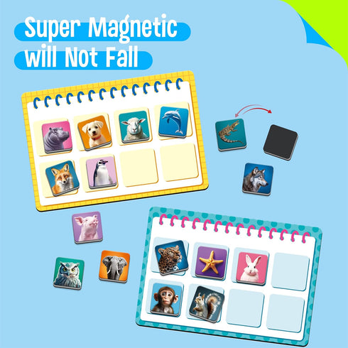 SpriteGru Magnetic Animal Matching Game, Funny Animals Learning Game, Race to Collect Your Lists Educational Toy