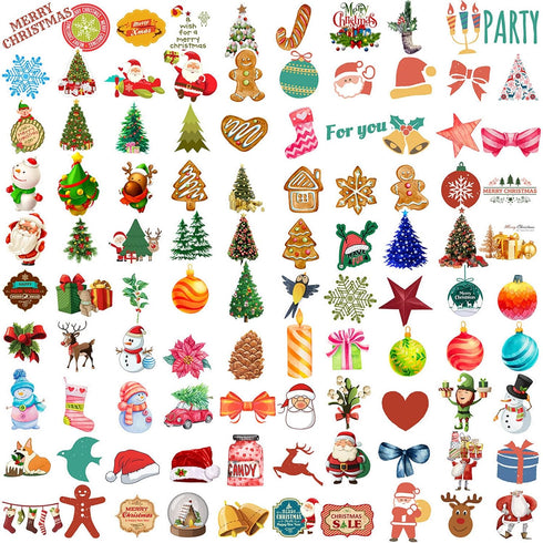 2023 Christmas Stickers, 100Pcs Vinyl Waterproof Holiday Party Stickers for Computer, Luggage, Stationery, Greeting