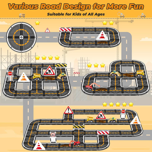 Set, 3 4 5 Magnetic Tiles, Magnetic Blocks Engineering Construction Vehicle Road Toddler Toys for Year Old Boys Girls