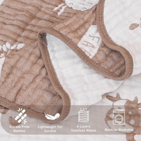 6 43 43 Inch BOPRIO Ultra Soft Muslin Baby Blanket Layers Neutral Swaddles Bed Blankets with Lovey Animal Design