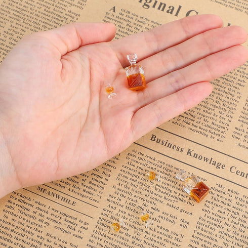 JJUNW 6 1:12 Set Pcs Scale Dollhouse Miniature Accessories, A of Exquisite Mini Whiskey Wine Bottle Bar Model